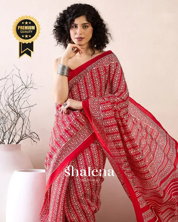 Red_Color_1_-_Minute_Ready_to_Wear_Mulmul_Cotton_Saree_with_Blouse_Piece