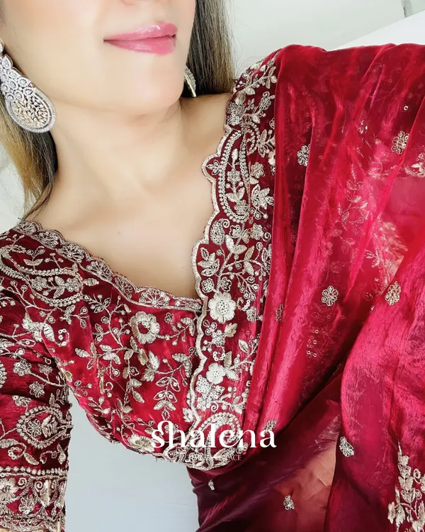 Nemesis_Red_Embroidery_Work_Fancy_Silk_Saree_With_Engrossing_Full_Stitched_Blouse