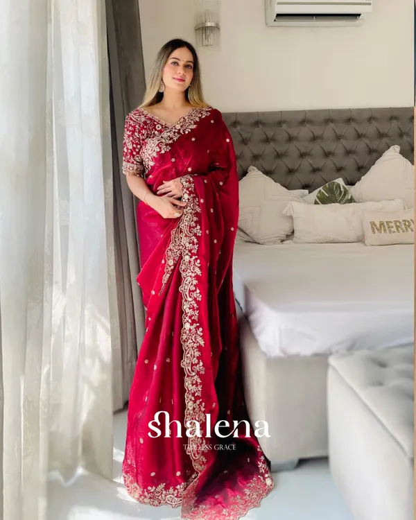 Nemesis_Red_Embroidery_Work_Fancy_Silk_Saree_With_Engrossing_Full_Stitched_Blouse