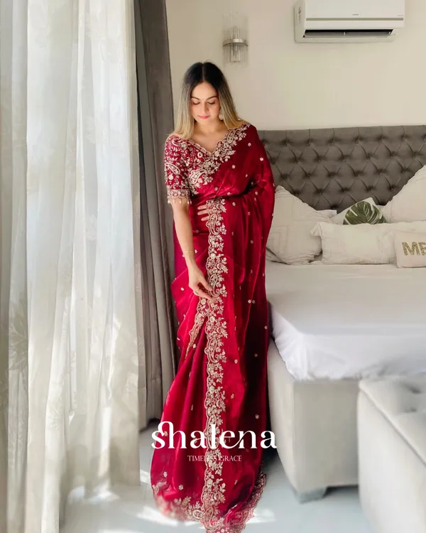 Nemesis_Red_Embroidery_Work_Fancy_Silk_Saree_With_Engrossing_Full_Stitched_Blouse
