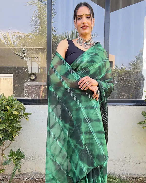 Green_color_1-Minute_Ready_To_Wear_Naylon_Saree_With_Blouse_Piece