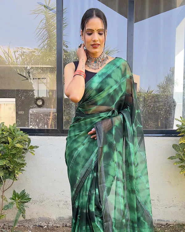 Green_color_1-Minute_Ready_To_Wear_Naylon_Saree_With_Blouse_Piece