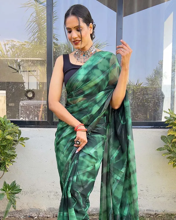 Green_color_1-Minute_Ready_To_Wear_Naylon_Saree_With_Blouse_Piece