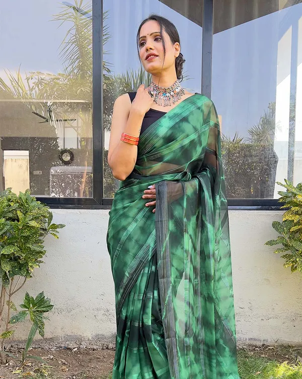 Green_color_1-Minute_Ready_To_Wear_Naylon_Saree_With_Blouse_Piece