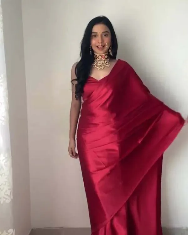 Red_Color_1-Minute_Ready_To_Wear_Satin_Saree_With_Blouse_Piece