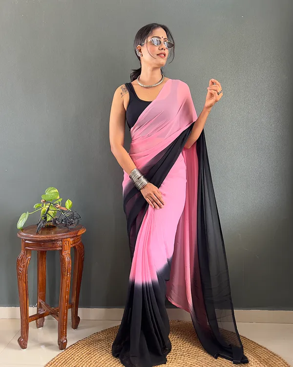 Light_Pink_And_Black_Color_1-Minute_Ready_To_Wear_Georgette_Saree_With_Blouse_Piece