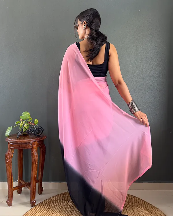 Light_Pink_And_Black_Color_1-Minute_Ready_To_Wear_Georgette_Saree_With_Blouse_Piece