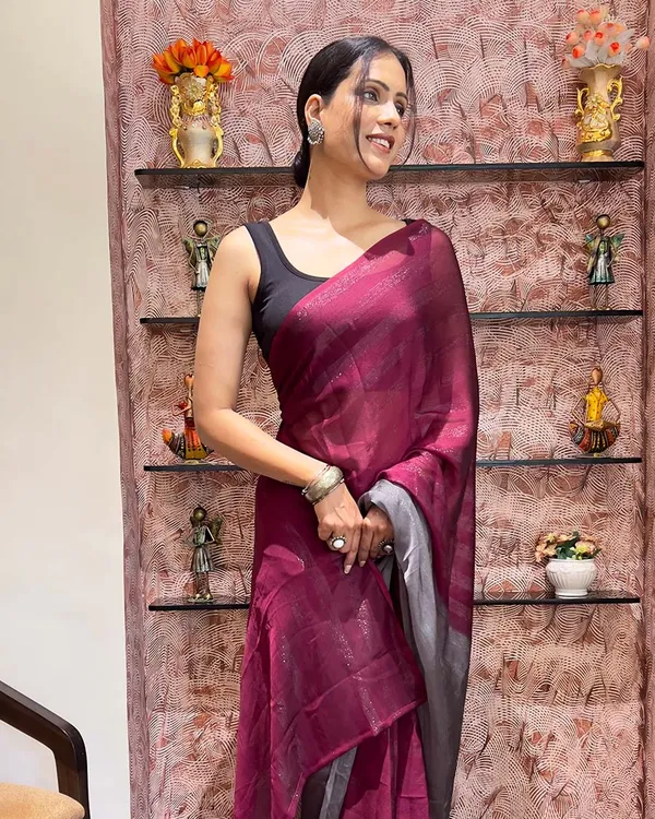 Maroon_Color_1-Minute_Ready_To_Wear_Naylon_Saree_With_Blouse_Piece