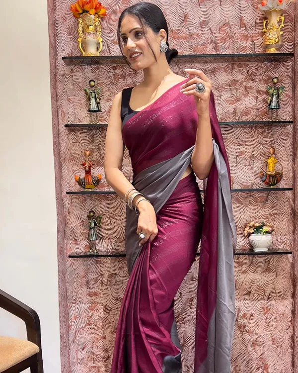 Maroon_Color_1-Minute_Ready_To_Wear_Naylon_Saree_With_Blouse_Piece