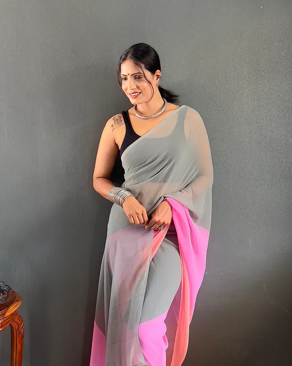 Grey_And_Pink_Color_1-Minute_Ready_To_Wear_Georgette_Saree_With_Blouse_Piece