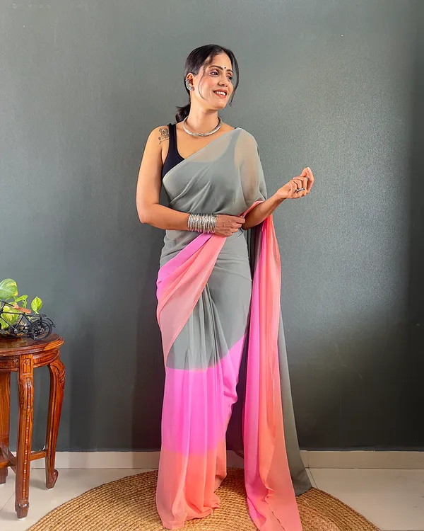 Grey_And_Pink_Color_1-Minute_Ready_To_Wear_Georgette_Saree_With_Blouse_Piece