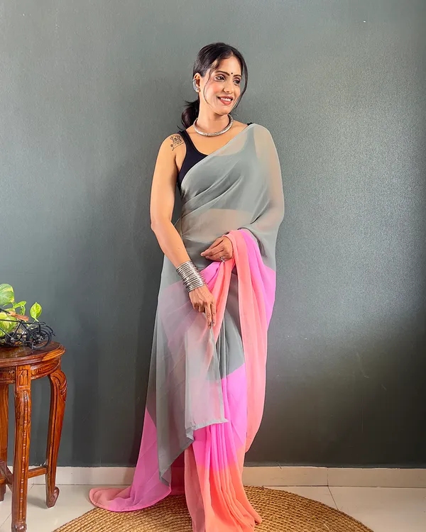 Grey_And_Pink_Color_1-Minute_Ready_To_Wear_Georgette_Saree_With_Blouse_Piece