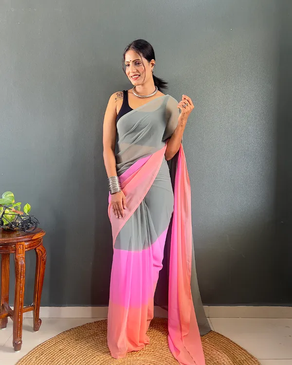 Grey_And_Pink_Color_1-Minute_Ready_To_Wear_Georgette_Saree_With_Blouse_Piece
