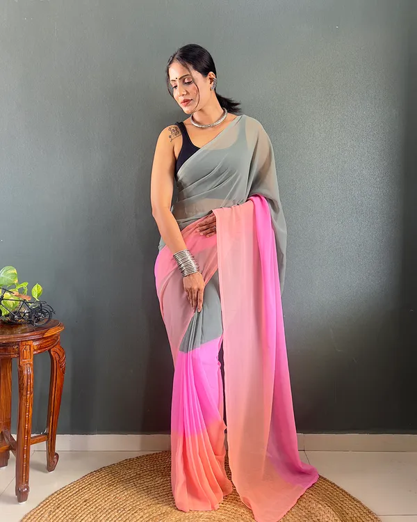 Grey_And_Pink_Color_1-Minute_Ready_To_Wear_Georgette_Saree_With_Blouse_Piece
