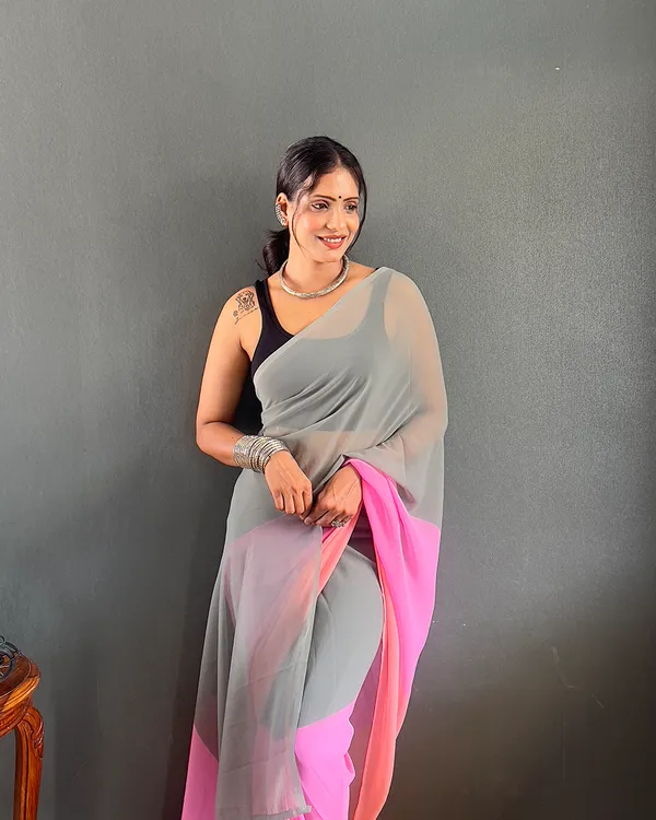 Grey_And_Pink_Color_1-Minute_Ready_To_Wear_Georgette_Saree_With_Blouse_Piece