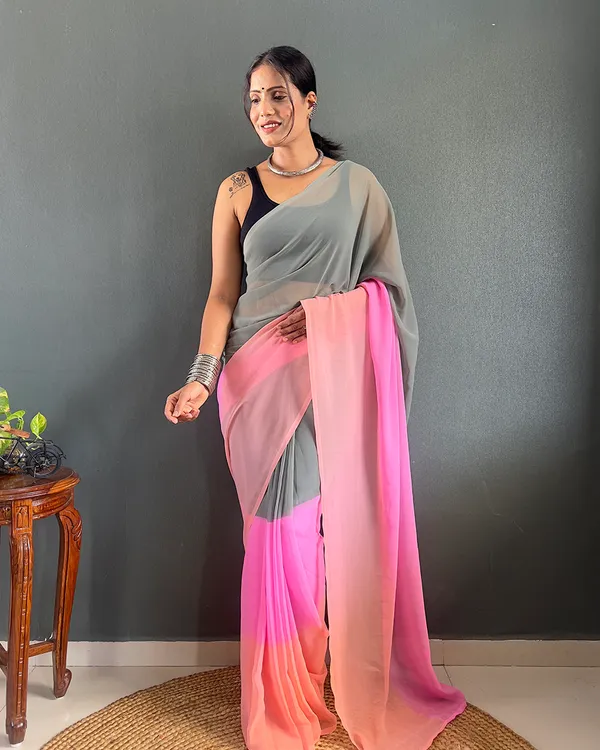 Grey_And_Pink_Color_1-Minute_Ready_To_Wear_Georgette_Saree_With_Blouse_Piece