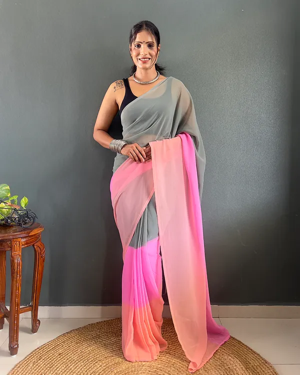 Grey_And_Pink_Color_1-Minute_Ready_To_Wear_Georgette_Saree_With_Blouse_Piece