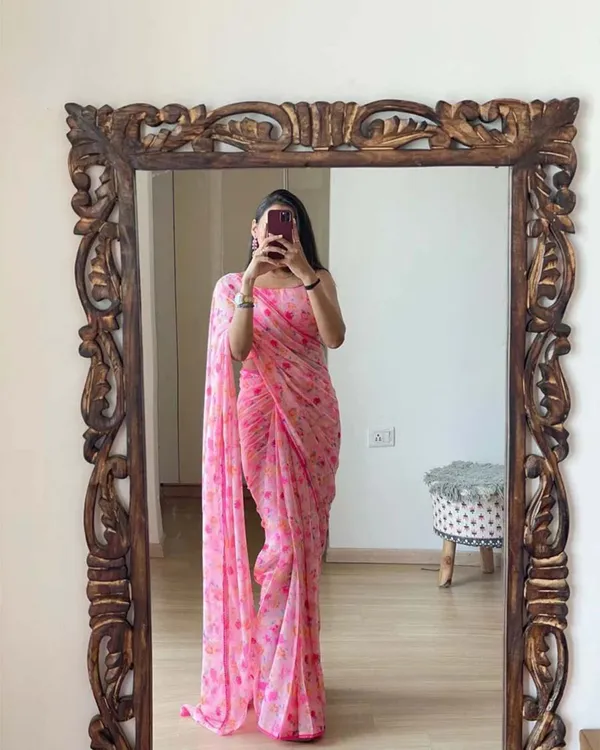 Pink_Color_1-Minute_Ready_To_Wear_Georgette_Saree_With_Blouse_Piece