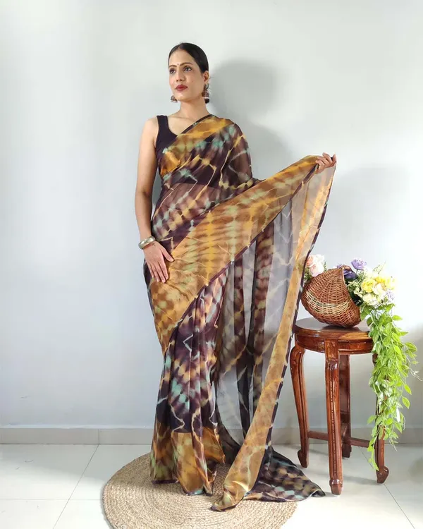 Black_And_Coffe_Color_1-Minute_Ready_To_Wear_Georgette_Saree_With_Blouse_Piece