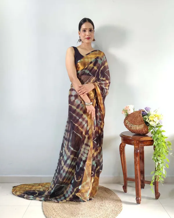Black_And_Coffe_Color_1-Minute_Ready_To_Wear_Georgette_Saree_With_Blouse_Piece