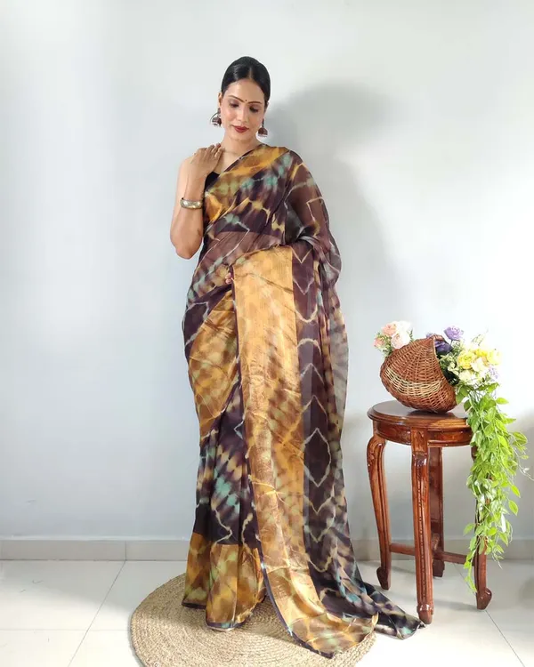 Black_And_Coffe_Color_1-Minute_Ready_To_Wear_Georgette_Saree_With_Blouse_Piece