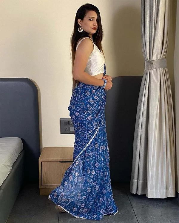 Rama_Color_1-Minute_Ready_To_Wear_Georgette_Saree_With_Blouse_Piece