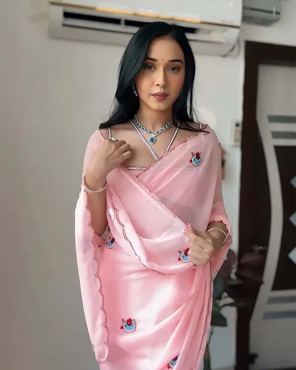 Calm_Pink_Color_1-Minute_Ready_To_Wear_Georgette_Saree_With_Blouse_Piece