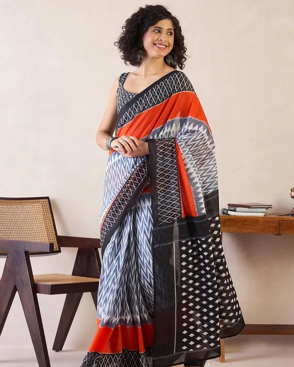 Black_Color_Mulmul_Cotton_1_-_Minute_Ready_to_Wear_Saree_with_Pocket_and_Blouse_Piece
