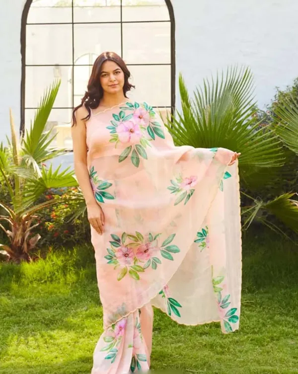 Light_Peach_Color_1-Minute_Ready_To_Wear_Organza_Silk_Saree_with_Moti_Embroidery_Work_&_Stitched_Blouse