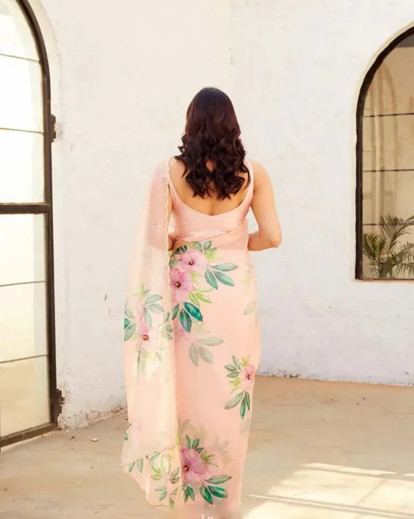 Light_Peach_Color_1-Minute_Ready_To_Wear_Organza_Silk_Saree_with_Moti_Embroidery_Work_&_Stitched_Blouse