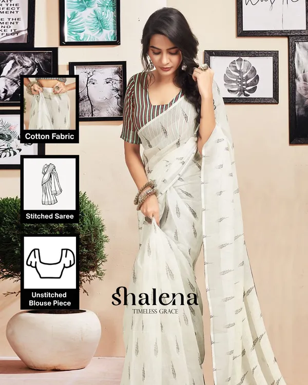 White_Color_1_-_Minute_Ready_to_Wear_Mulmul_Cotton_Saree_with_Blouse_Piece