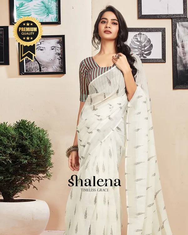 White_Color_1_-_Minute_Ready_to_Wear_Mulmul_Cotton_Saree_with_Blouse_Piece