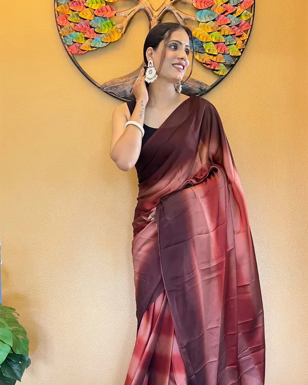 Marron_Color_1-Minute_Ready_To_Wear_Georgette_Saree_With_Blouse_Piece