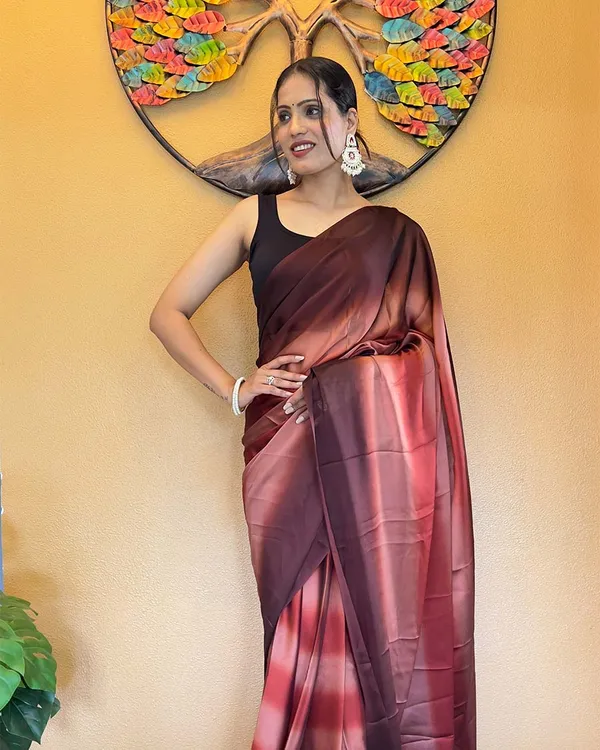 Marron_Color_1-Minute_Ready_To_Wear_Georgette_Saree_With_Blouse_Piece