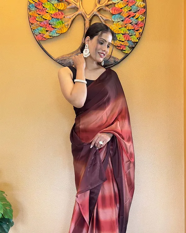 Marron_Color_1-Minute_Ready_To_Wear_Georgette_Saree_With_Blouse_Piece