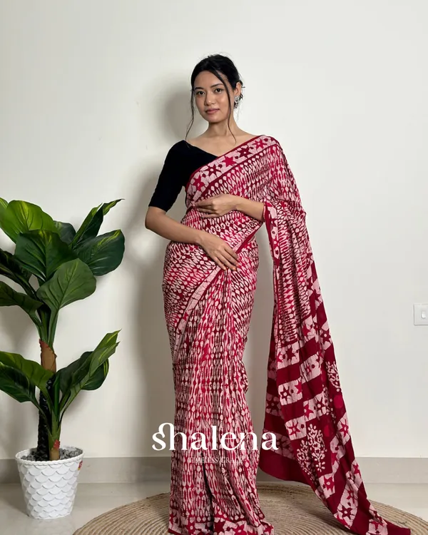 Maroon__Color_1_Minute_Ready_To_Wear_Mulmul_Cotton_Digital_Printed_Saree_With_Pocket