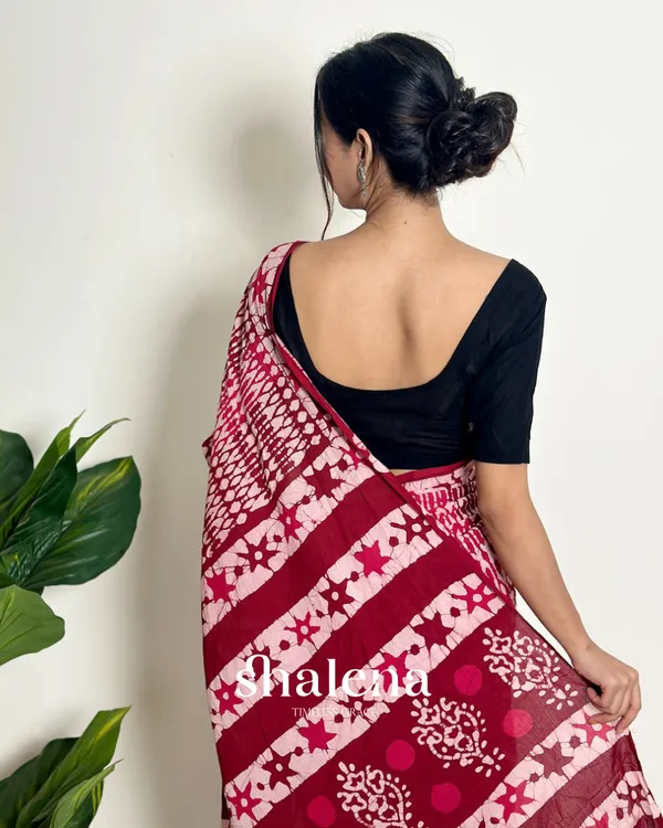 Maroon__Color_1_Minute_Ready_To_Wear_Mulmul_Cotton_Digital_Printed_Saree_With_Pocket