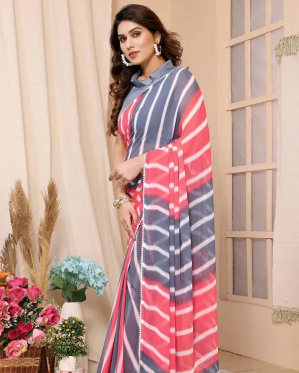 Calm_Pink_And_Black_Color_1-Minute_Ready_To_Wear_Georgette_Saree_With_Blouse_Piece