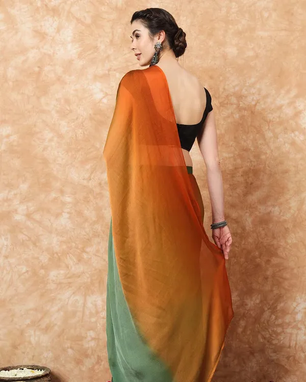 Orange_And_Green__Color_1-Minute_Ready_To_Wear_Naylon_Saree_With_Blouse_Piece