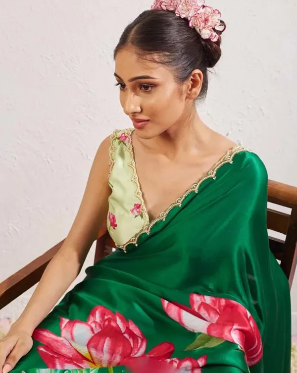 Green_Color_1-Minute_Ready_To_Wear_Organza_Silk_Saree_with_Moti_Embroidery_Work_&_Stitched_Blouse