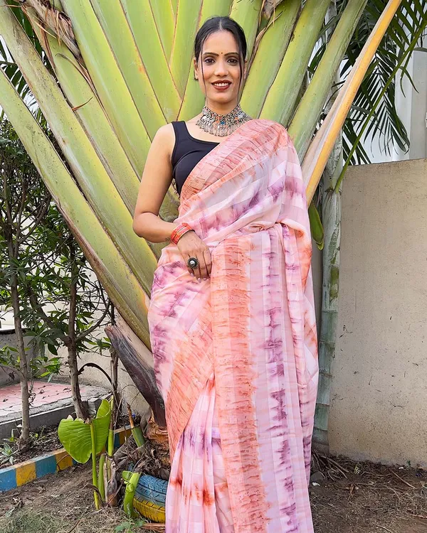 Peach_color_1-Minute_Ready_To_Wear_Naylon_Saree_With_Blouse_Piece