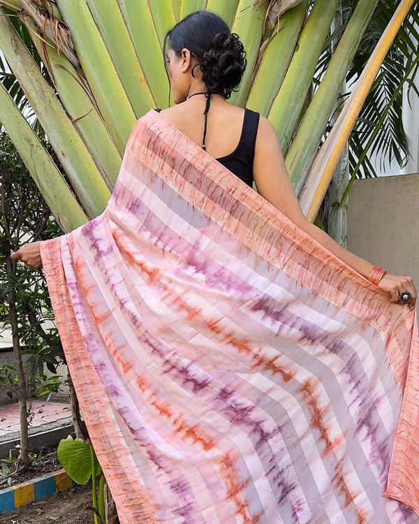 Peach_color_1-Minute_Ready_To_Wear_Naylon_Saree_With_Blouse_Piece