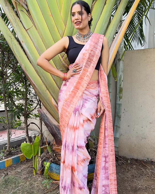 Peach_color_1-Minute_Ready_To_Wear_Naylon_Saree_With_Blouse_Piece