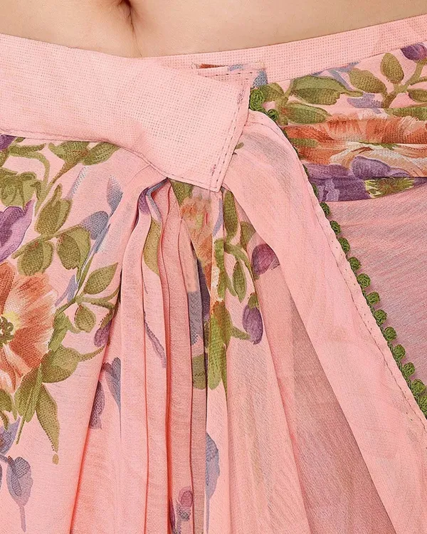 Peach_Color_1-Minute_Ready_To_Wear_Georgette_Saree_With_Blouse_Piece