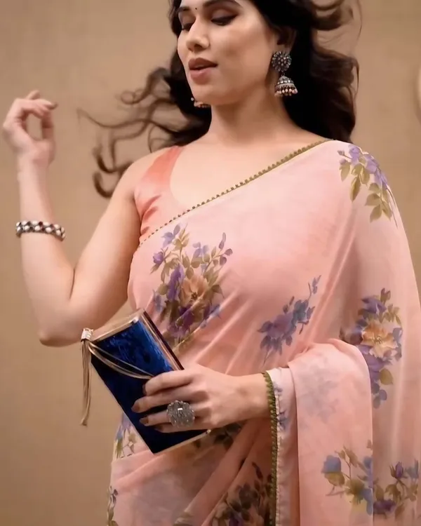 Peach_Color_1-Minute_Ready_To_Wear_Georgette_Saree_With_Blouse_Piece