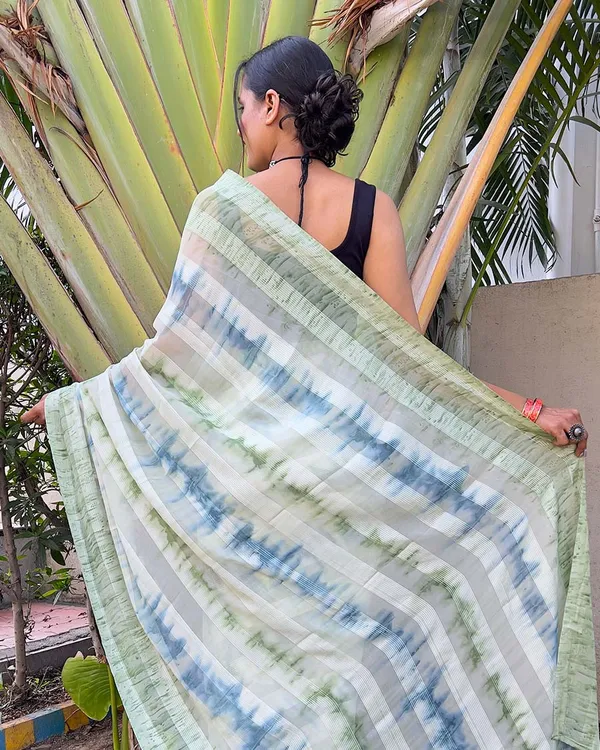 Pista_color_1-Minute_Ready_To_Wear_Naylon_Saree_With_Blouse_Piece