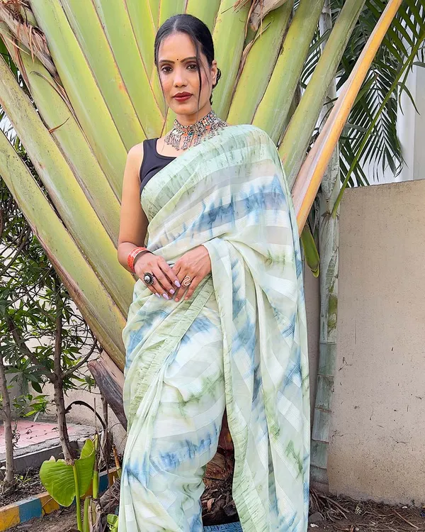 Pista_color_1-Minute_Ready_To_Wear_Naylon_Saree_With_Blouse_Piece