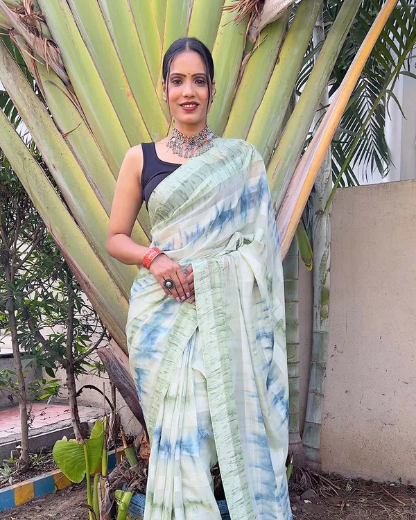 Pista_color_1-Minute_Ready_To_Wear_Naylon_Saree_With_Blouse_Piece