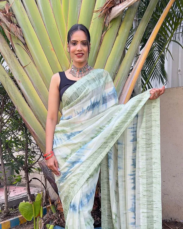 Pista_color_1-Minute_Ready_To_Wear_Naylon_Saree_With_Blouse_Piece