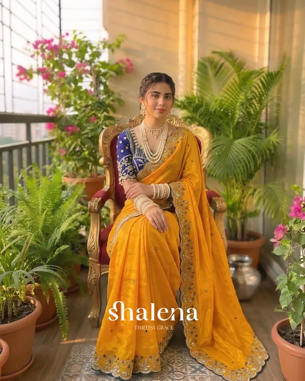 Demure_Yellow_Fendy_Silk_Sequence_Embroidery_Work_Saree_With_Stitched_Blouse